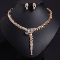 Set Kalung Choker Ular Gothic Elegan dengan Liontin Hewan Berhiaskan Zirkonia Kubik untuk Wanita, Perhiasan Gaun Malam Mode Tinggi