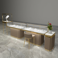 Vitrine à bijoux personnalisable en acier inoxydable et verre trempé pour magasin, service complet exclusif fournisseur
