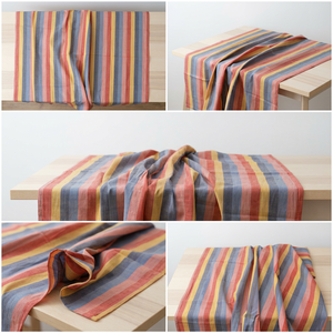 Tissu en coton Khadi 100% biologique tissé à la main, rayures rouges et jaunes, léger, respirant, 60 GSM, séchage rapide, écologique, cardé - Product Image 3