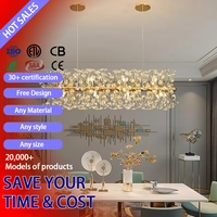 Lustre LED DUOMEIJU de style américain et français en laiton et verre avec télécommande, grande taille pour salon, utilisation intérieure