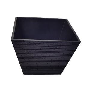 <span class=keywords><strong>Grand</strong></span> <span class=keywords><strong>pot</strong></span> de fleurs en résine écologique durable, de forme carrée, à texture de brique noire en relief, <span class=keywords><strong>pour</strong></span> la maison et le jardin - Product Image 1