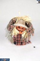 AROMA Figurine de table animée en forme de bonhomme-épouvantail citrouille d'Halloween pour fêtes d'Halloween, maisons hantées et présentations de table, bars