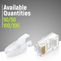 ZOERAX 100 Stück RJ45 Cat6 Ethernet-Kabelverbinder-Sets Transparente Zugentlastungs-Kabelschuhe Vergoldete EZ-Crimp Modularstecker UTP