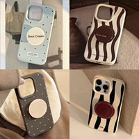 Coque de téléphone portable antichoc avec anneau de support, motif à pois style Ins, design peint, compatible avec iPhone 16/15 Pro Max/13