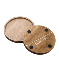 Sous-verres en bois d'acacia pour boissons, sous-verres ronds avec support pour café, table à manger, sous-verres en bois pour bureau de style farmhouse