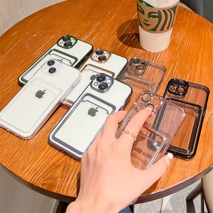 Funda de teléfono con tapa galvanizada de lujo para iPhone 15 16 <span class=keywords><strong>Pro</strong></span> <span class=keywords><strong>Max</strong></span> <span class=keywords><strong>11</strong></span> con bolsillo para tarjeta y parachoques transparente - Product Image 6