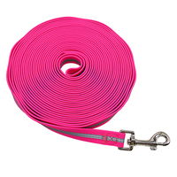 Fournitures de chasse pour chien en plein air 5M réfléchissant PVC enduit plat longue laisse de suivi souple une poignée rubans décoratifs de marche en métal