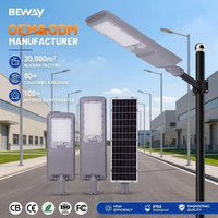 Lampu Jalan Tenaga Surya LED BEWAY Harga Pabrik Aluminium PC Outdoor IP65 SMD 100W 200W Kontrol Jarak Jauh Garansi 2 Tahun