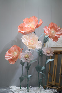 GJ-GF09 Wholesale <b>White</b> Red <b>Roses</b> Giant Flower Paper Decorations Crepe Paper Flower Giant <b>Rose</b> Flower Wedding Decor - Product Image 3