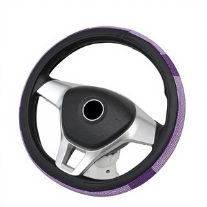 Housse de <span class=keywords><strong>volant</strong></span> OEM/ODM violette scintillante, protection de <span class=keywords><strong>volant</strong></span> en cuir de haute qualité avec strass et diamants, prix d'usine - Product Image 3