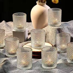 Clair <span class=keywords><strong>pas</strong></span> <span class=keywords><strong>cher</strong></span> ensemble de 12 bougeoirs en gros verre usine pot de bougie vide luxe simple verre bougie pot navire - Product Image 3