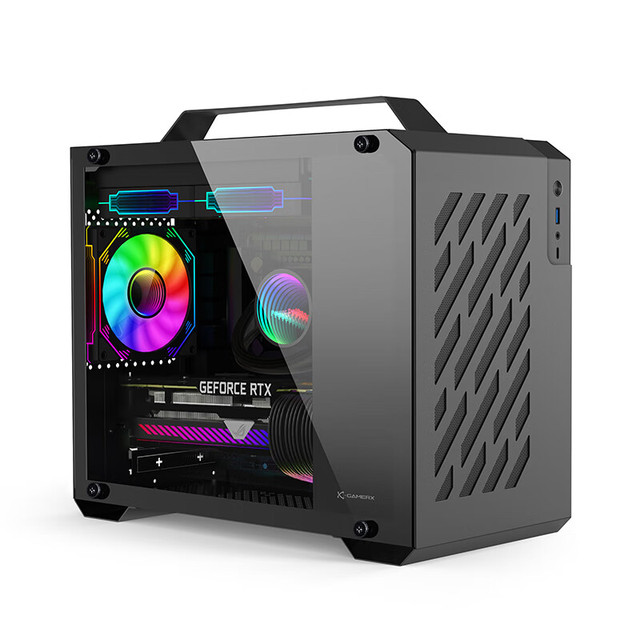 X200 Glass Side Panel MATX ITX Gaming Computer Case PC Stylish and Type-c Compact Portable Handheld Mini Portable Host case