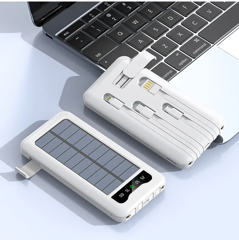 Pabrik grosir produk dalam jumlah besar produk baru 2024 Dual USB ramping portabel logo OEM 10000mah Power Bank tenaga surya