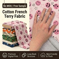 Tela de algodón con estampado de sonrisa aterradora para Halloween, tela de felpa francesa, tela de punto de jersey con reverso de lazo para sudaderas, sin pedido mínimo, personalizada