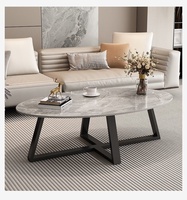 Table basse en ardoise de style italien, moderne, luxe léger, tendance, pour salon, petit appartement, forme ovale, mobilier pour maison de location