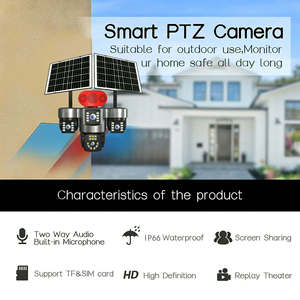 กล้องวงจรปิด 3 เลนส์ 360 องศา PTZ พลังงานแสงอาทิตย์ พร้อมระบบจัดเก็บข้อมูลบนคลาวด์ สำหรับภายนอกอาคาร กล้อง PTZ พลังงานแสงอาทิตย์ 180 องศา ° - Product Image 5