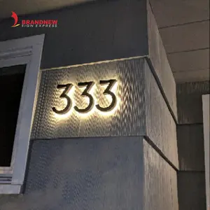 Brandnewsign ป้ายสแตนเลสไฟ LED แสดงหมายเลขห้องโรงแรมพร้อมไฟ