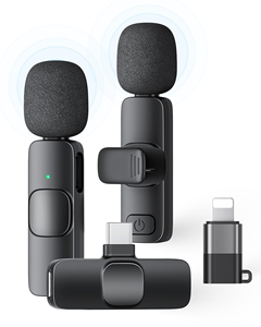 Portable Noise Reduction Wireless <b>Microphone</b> Wireless Lavalier Mini <b>Microphone</b> Windproof for Outdoor Live Broadcast - Product Image 1
