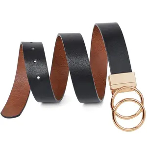 Ceinture en cuir pour pantalon et Jeans, avec boucle dorée réversible, à la mode, grande taille XXL, accessoire de styliste pour femmes