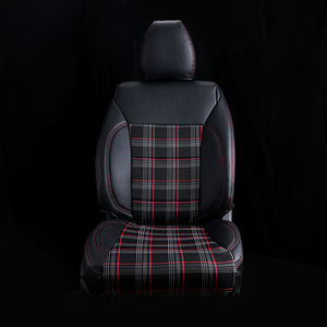 Araba VW MK7 GTD GTE GTI ile klozet kapağı PVC deri kırmızı Tartan kumaş araba klozet kapağı s tam Set lüks özelleştirilmiş öğe tarzı 5 adet - Product Image 2