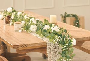 Guirnalda Artificial <span class=keywords><strong>de</strong></span> <span class=keywords><strong>Rosas</strong></span> y Hojas <span class=keywords><strong>de</strong></span> Dinero para Decoración <span class=keywords><strong>de</strong></span> Mesa en Bodas, Hogar y Exteriores - Product Image 5