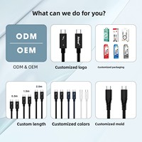 Câble de données Thunderbolt 4 compatible USB4/Thunderbolt 3, charge rapide 240W, USB-C 40 Gbps, mise en miroir vidéo 8K pour ordinateur externe