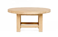 Table basse ronde en bois d'orme massif, style rustique simple, reproduction vintage