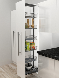 Modern Compact <b>Tall</b> Kitchen Cabinet With Soft Close Clip On Baskets And Anti Slip Liner Trays For <b>Storage</b> - Product Image 1