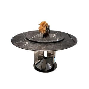 <span class=keywords><strong>Table</strong></span> Ronde Minimaliste en Marbre Style Italien pour Restaurant et Villa, <span class=keywords><strong>Table</strong></span> à Manger et Chaises, Plateau Tournant Circulaire <span class=keywords><strong>de</strong></span> Luxe Léger - Product Image 5