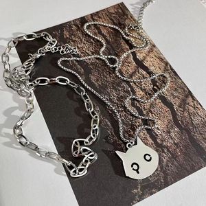 Collares de Cadena de Doble Capa de Acero de Titanio para Hombres y Mujeres, Lindo Collar con Colgante de Gato Demonio de Dibujos Animados, Accesorios de Joyería - Product Image 5
