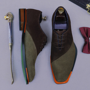 Zapatos de cuero de negocios para hombres en nuevo estilo con acabado de terciopelo inverso-Zapatos bajos de gamuza multicolor de estilo británico para hombres - Product Image 6