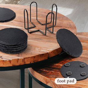 STARUNK Vente en gros de sous-verres modernes en <span class=keywords><strong>ardoise</strong></span> naturelle noire, magnifiques et personnalisés, sous-verres de forme irrégulière en vrac pour bar, cuisine - Product Image 3