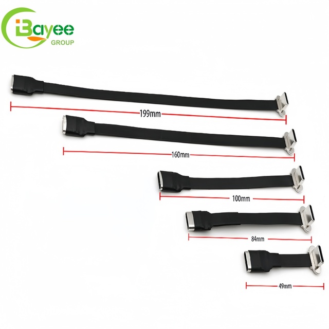 High Power PD Fast Charging Type C Male to Female Flexible FPC data cables Ultra Thin Flat Ribbon usb c data cable for iPad