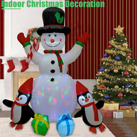 Décoration de Noël extérieure personnalisée, bonhomme de neige et pingouin gonflables de 6 pieds avec boîte cadeau LED, IP44, alimentation DC, étanche, pour fêtes et saison des fêtes