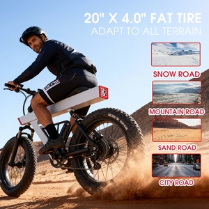 จักรยานไฟฟ้าสำหรับผู้ใหญ่รุ่นใหม่ 750W ขนาดยาง 20 นิ้ว แบบ Fatbike สำหรับเมืองและภูเขา พร้อมแบตเตอรี่ถอดได้ - Product Image 6