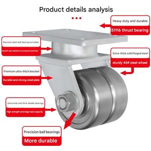 Heavy-duty casters 4-5 ton casters <b>container</b> dual wheels <b>machinery</b> and equipment MC nylon steel core PU forged steel caster - Product Image 5