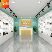 Étagère de rangement professionnelle blanche Boxue - Présentoir cosmétique commercial de luxe avec éclairage LED intégré - Personnalisable