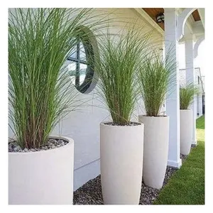 Fábrica Atacado grande outdoor Branco Fibra De Vidro Vasos, Round Big Cimento Flower Pot Fibra De Argila Potes para Planta