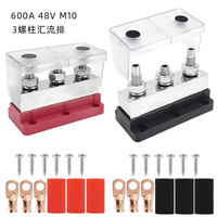 Barre omnibus QJ 600A à 4 goujons (3/8 pouce) M10, haute intensité, en cuivre nickelé, connexion par vis, bloc de distribution, bornier pour