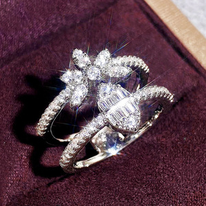 Anello a doppio strato Sweet Marquise per donna, elegante gioiello da dito alla moda - Product Image 3