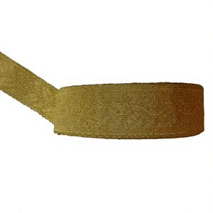 Biais en mylar d'or de cérémonie et dentelle de tresse de support couleur or personnalisée avec tresses de dentelle de conception de broderie - Product Image 1