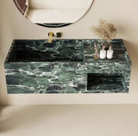 Évier de salle de bain en marbre de pierre moderne de luxe, bord étroit, profond, étanche, poli, pour la cuisine, l'extérieur