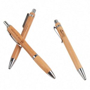 Custom Logo Eco Friendly Retractable Ballpoint Pen Promotional Bamboo Ball Pen - Product Image 6