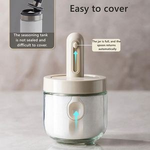 Cubierta de cuchara telescópica integrada de vidrio y plástico para cocina, ecológica, fácil de limpiar, blanca y verde, para especias y sal, directo de fábrica - Product Image 2