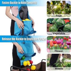 Delantal de jardinería para cosecha, tela Oxford impermeable, gran capacidad con liberación rápida para recolección de flores y vegetales del jardín - Product Image 5