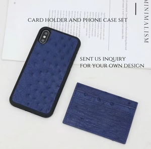 Cartera De Hombres Custom design minimalista di lusso <span class=keywords><strong>in</strong></span> vera <span class=keywords><strong>pelle</strong></span> di struzzo porta carte <span class=keywords><strong>uomo</strong></span> donna Business Mini Card Case - Product Image 4