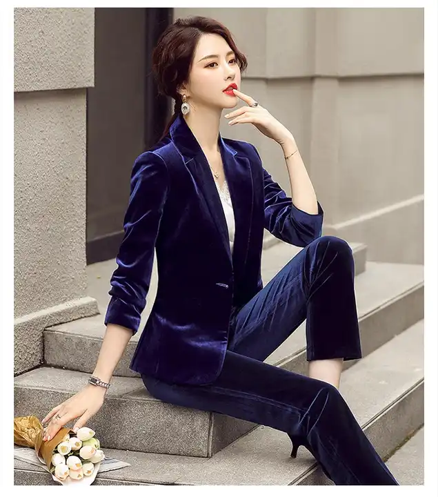 2021 New Arrival High Quality Fashion Women Velvet Suit Lady Office Party  Plus Size Velvet Suit - Buy High Quality Velvet Suit,Plus Size Velvet
