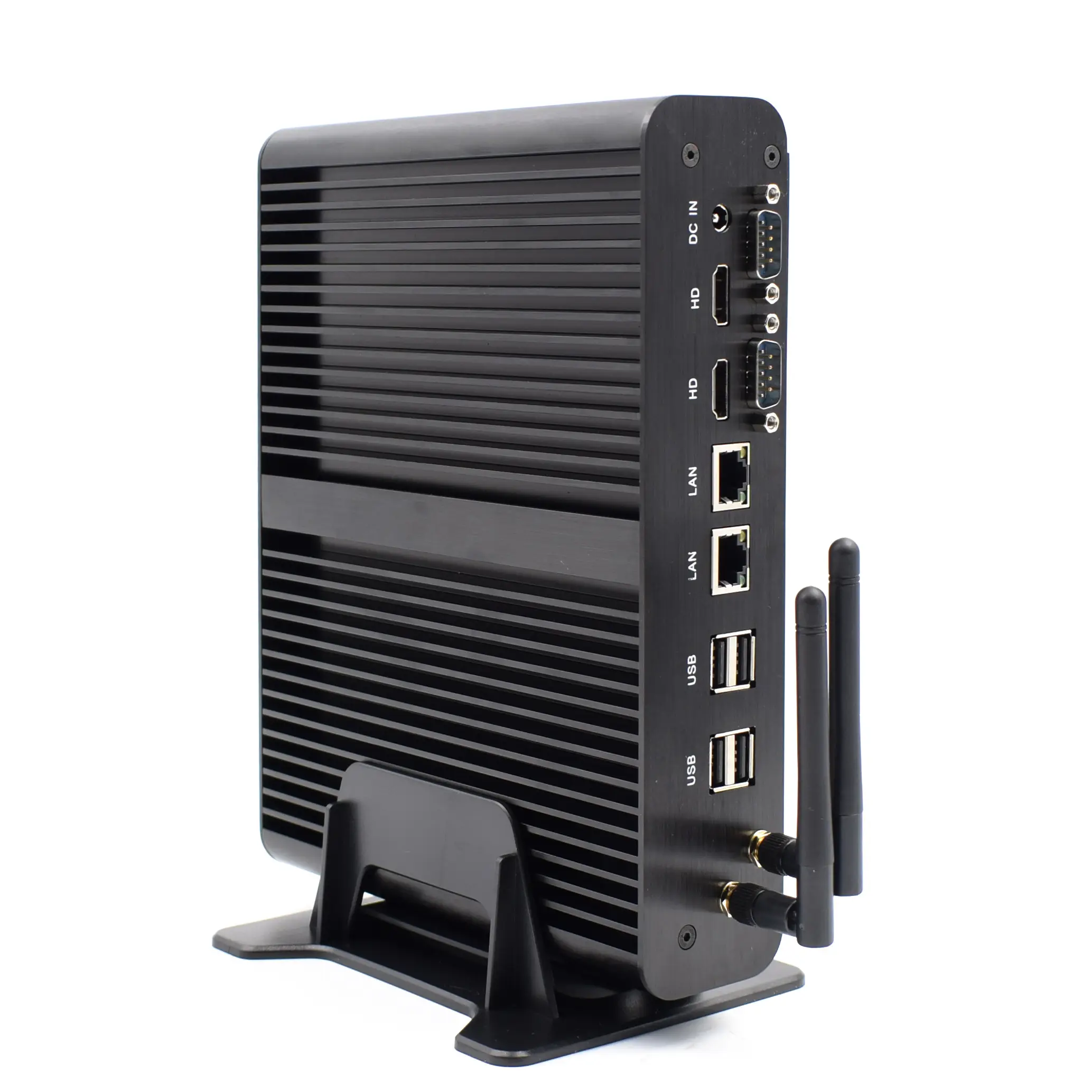 Fanless PC Core i7 5500u Barebone dual lan จอแสดงผลคู่ RS232 com พอร์ต Mini 4K HTPC คอมพิวเตอร์โฮมออฟฟิศ