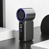Mini Ventilador Compacto Premium de 5 Velocidades con Pantalla LED, Ventilador de Mano Recargable de 1200mAh, Ventilador Turbo para Dormitorio