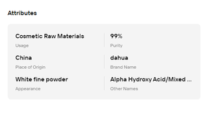 Poudre d'acide alpha-hydroxy (AHA) - Ingrédient acide organique pour les soins du visage - Utilisation exfoliante - Product Image 6